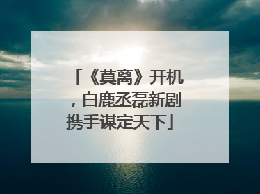 《莫离》开机，白鹿丞磊新剧携手谋定天下