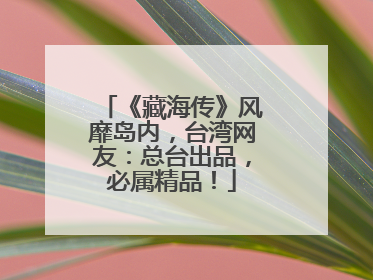 《藏海传》风靡岛内，台湾网友：总台出品，必属精品！
