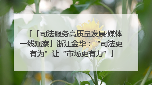 「司法服务高质量发展·媒体一线观察」浙江金华：“司法更有为”让“市场更有力”
