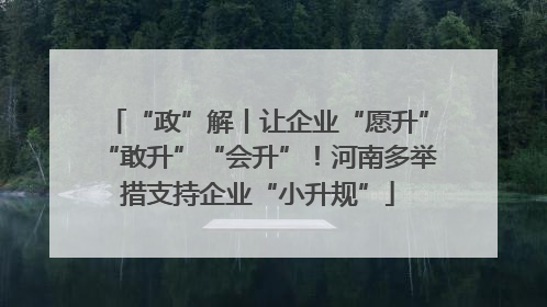 “政”解丨让企业“愿升”“敢升”“会升”！河南多举措支持企业“小升规”