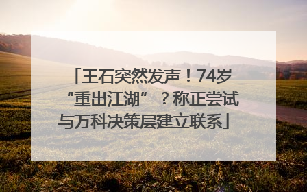 王石突然发声！74岁“重出江湖”？称正尝试与万科决策层建立联系