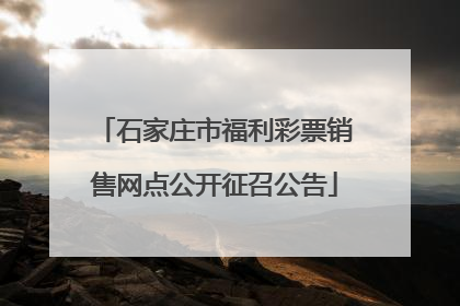 石家庄市福利彩票销售网点公开征召公告