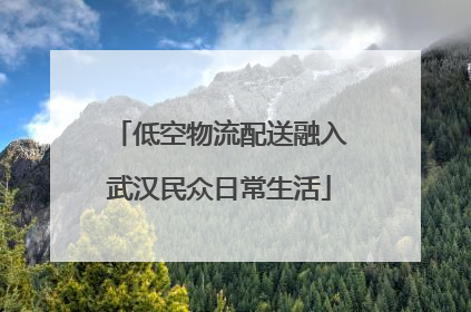 低空物流配送融入武汉民众日常生活