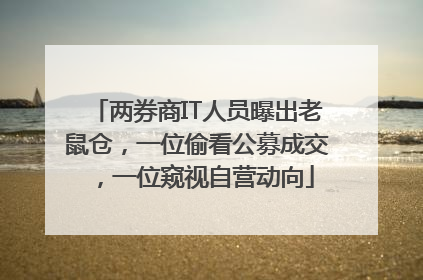 两券商IT人员曝出老鼠仓，一位偷看公募成交，一位窥视自营动向