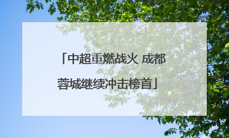 中超重燃战火 成都蓉城继续冲击榜首
