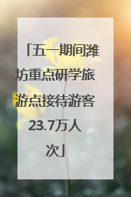 五一期间潍坊重点研学旅游点接待游客23.7万人次