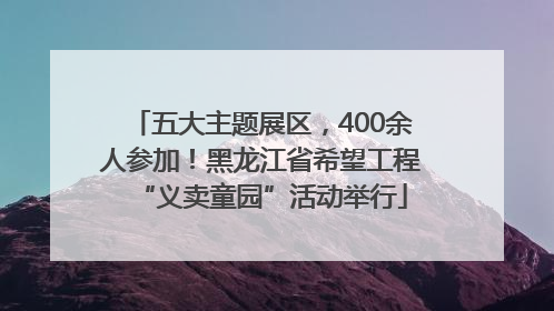 五大主题展区，400余人参加！黑龙江省希望工程“义卖童园”活动举行