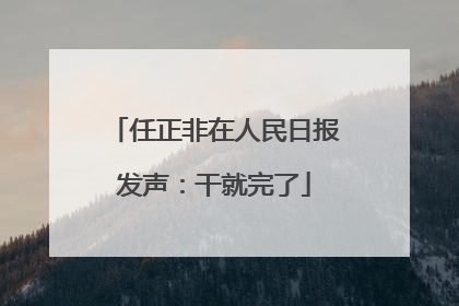 任正非在人民日报发声：干就完了