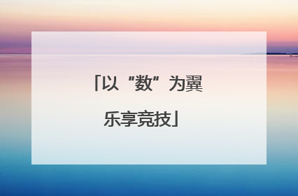 以“数”为翼 乐享竞技