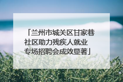 兰州市城关区甘家巷社区助力残疾人就业 专场招聘会成效显著