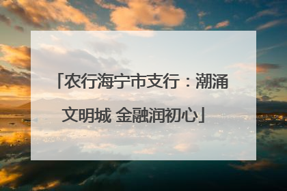 农行海宁市支行：潮涌文明城 金融润初心