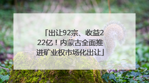 出让92宗、收益222亿！内蒙古全面推进矿业权市场化出让