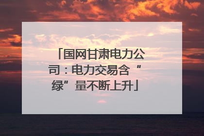 国网甘肃电力公司：电力交易含“绿”量不断上升