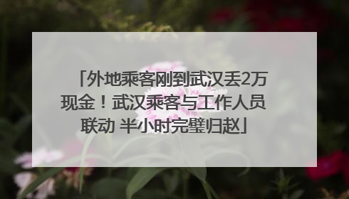 外地乘客刚到武汉丢2万现金！武汉乘客与工作人员联动 半小时完璧归赵