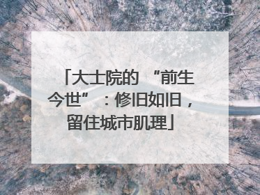 大士院的 “前生今世”：修旧如旧，留住城市肌理