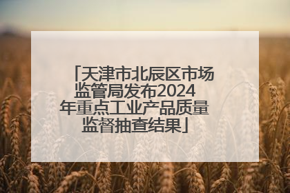 天津市北辰区市场监管局发布2024年重点工业产品质量监督抽查结果