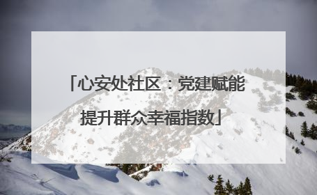 心安处社区：党建赋能 提升群众幸福指数