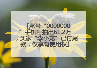 尾号“0000000”手机号拍出61.2万，买家“李小龙”已付尾款，仅享有使用权