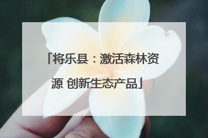 将乐县：激活森林资源 创新生态产品