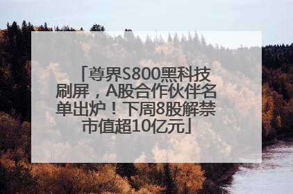 尊界S800黑科技刷屏，A股合作伙伴名单出炉！下周8股解禁市值超10亿元