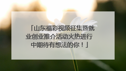 山东福彩视频征集暨就业创业推介活动火热进行中期待有想法的你！