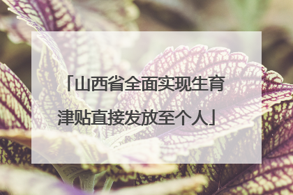 山西省全面实现生育津贴直接发放至个人