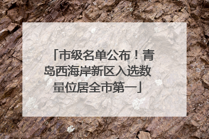 市级名单公布！青岛西海岸新区入选数量位居全市第一