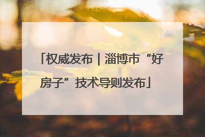 权威发布｜淄博市“好房子”技术导则发布
