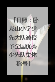 日照：卧龙山小学少先大队被授予全国优秀少先队集体称号