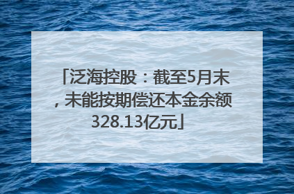 泛海控股：截至5月末，未能按期偿还本金余额328.13亿元