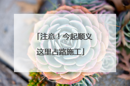 注意！今起顺义这里占路施工
