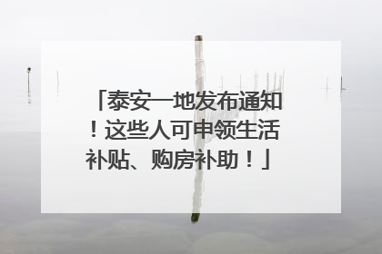泰安一地发布通知！这些人可申领生活补贴、购房补助！