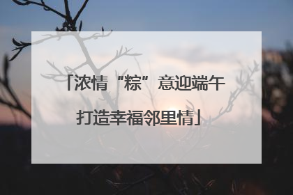 浓情“粽”意迎端午 打造幸福邻里情