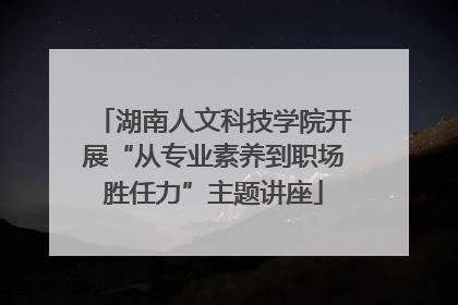 湖南人文科技学院开展“从专业素养到职场胜任力”主题讲座