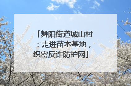 舞阳街道城山村：走进苗木基地，织密反诈防护网