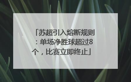 苏超引入熔断规则：单场净胜球超过8个，比赛立即终止