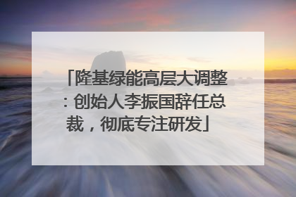 隆基绿能高层大调整：创始人李振国辞任总裁，彻底专注研发
