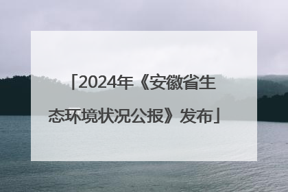 2024年《安徽省生态环境状况公报》发布