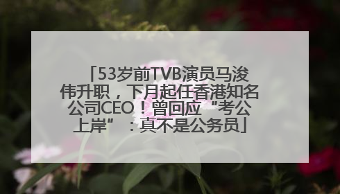 53岁前TVB演员马浚伟升职，下月起任香港知名公司CEO！曾回应“考公上岸”：真不是公务员